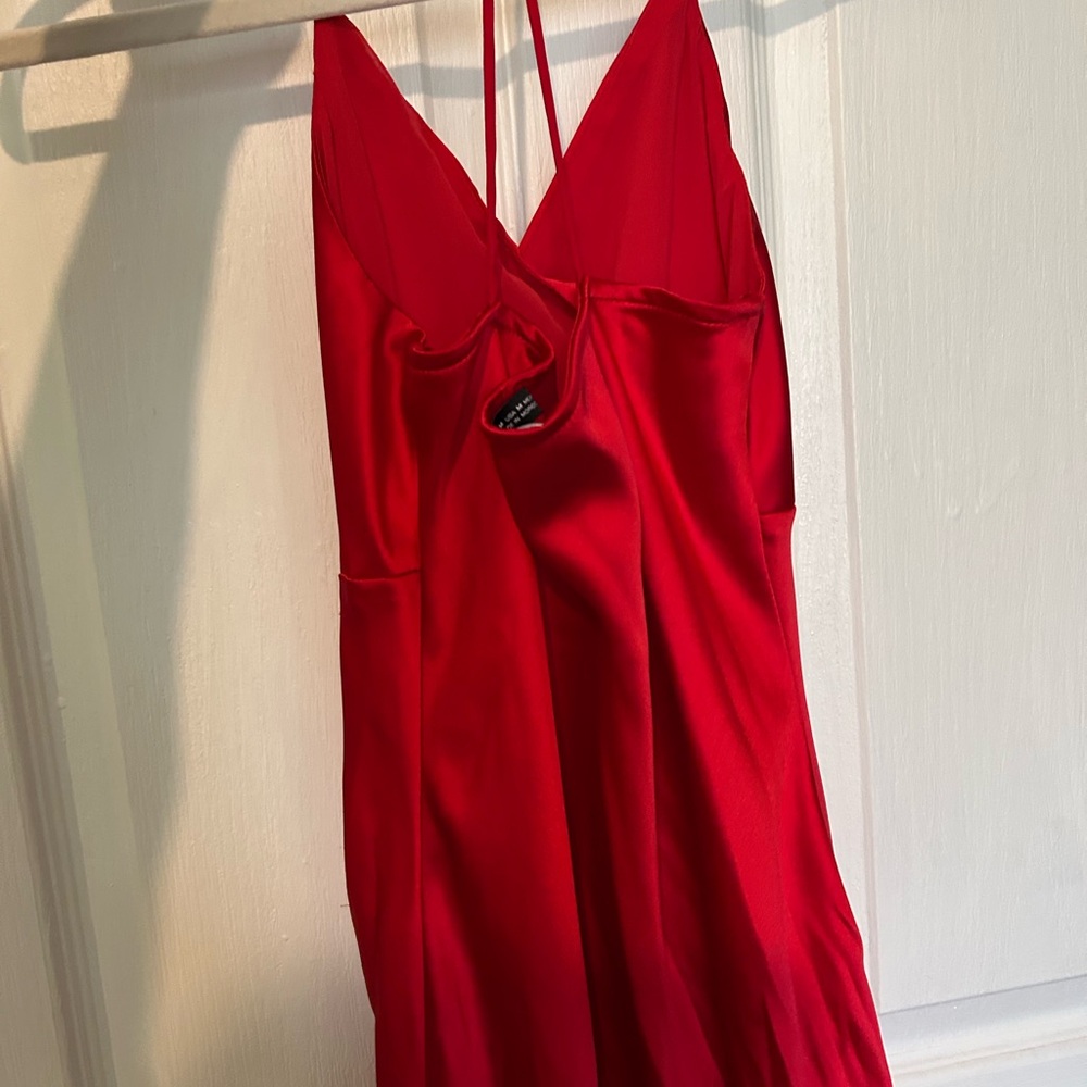 Zara red long silky midi dress - Picture 10 of 12
